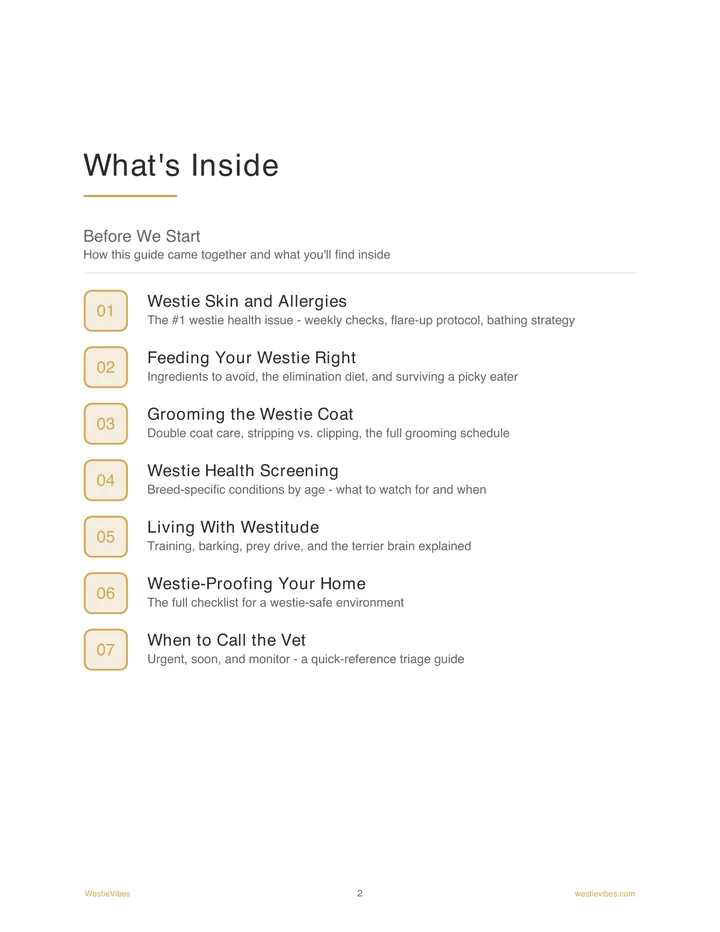 Contents page - the seven chapters of the guide