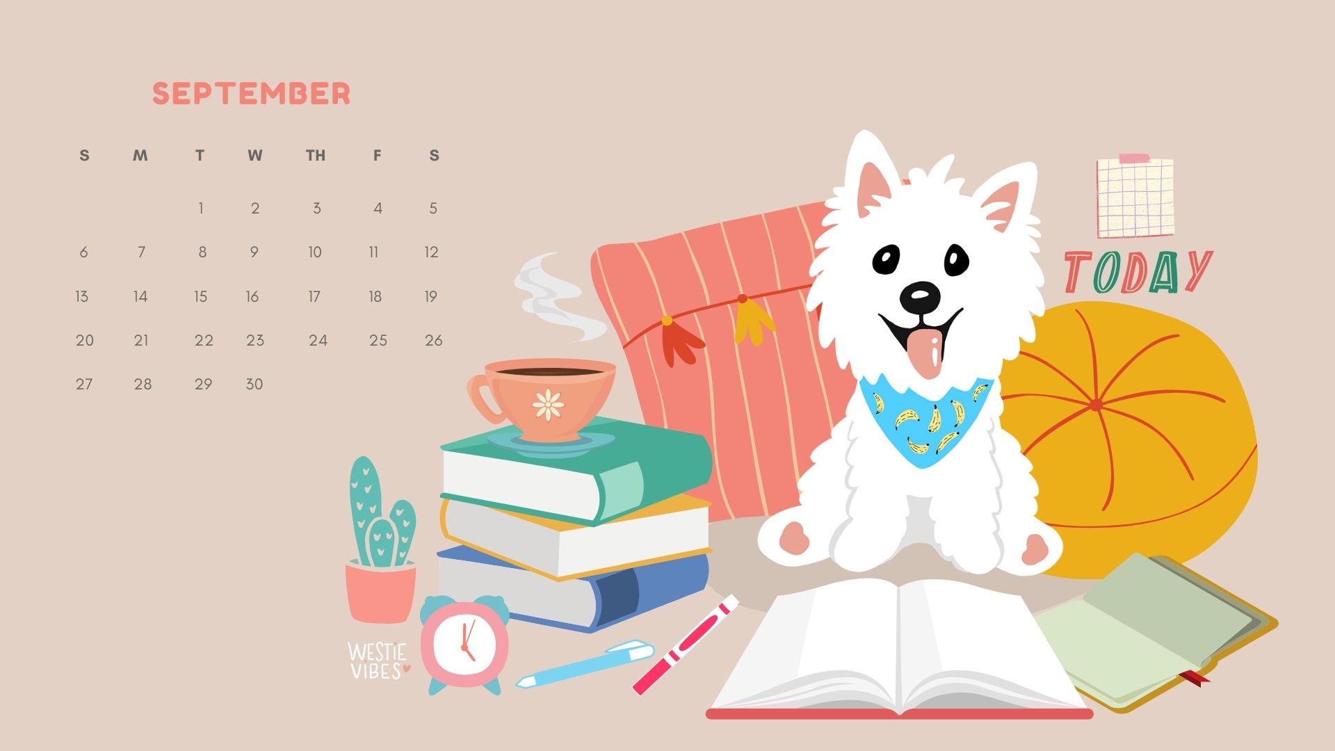 Calendar September Westie Vibes desktop