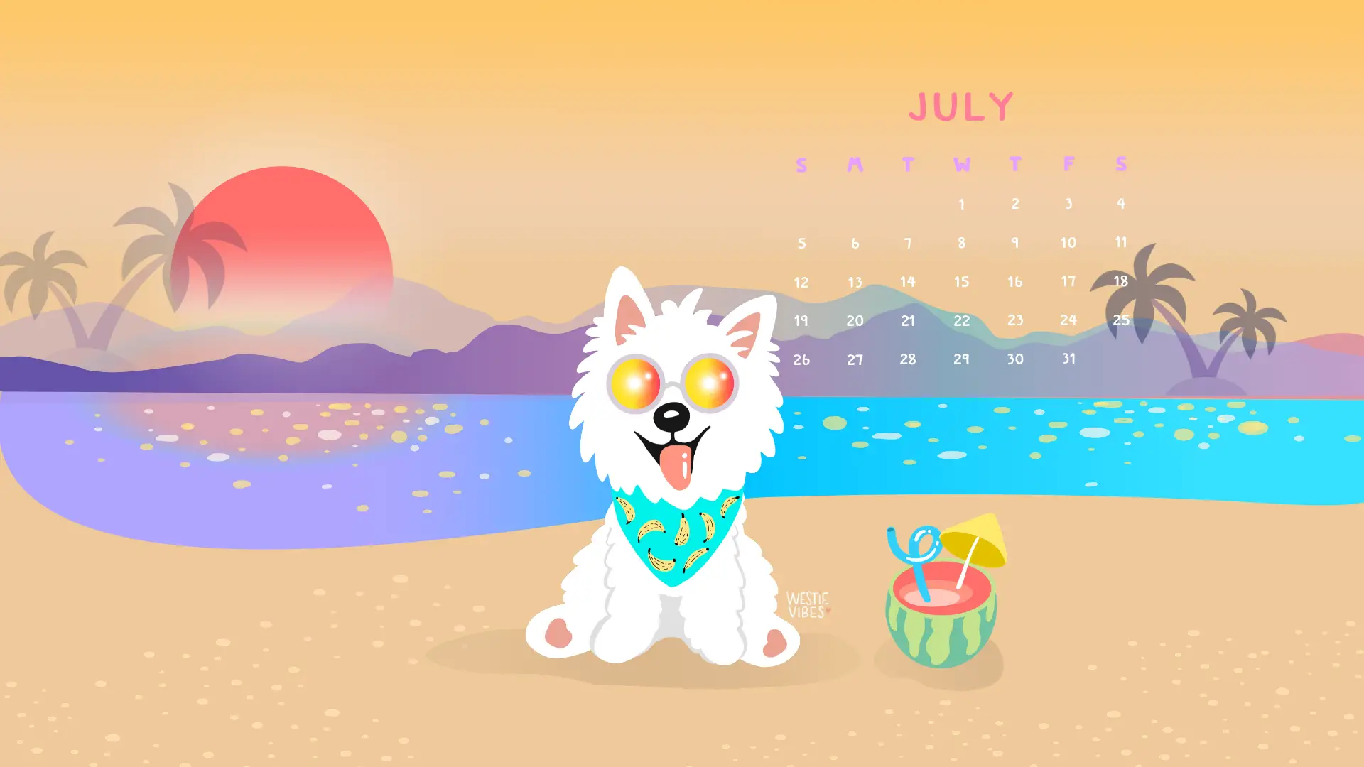 July Calendar Wallpaper Westie Vibes