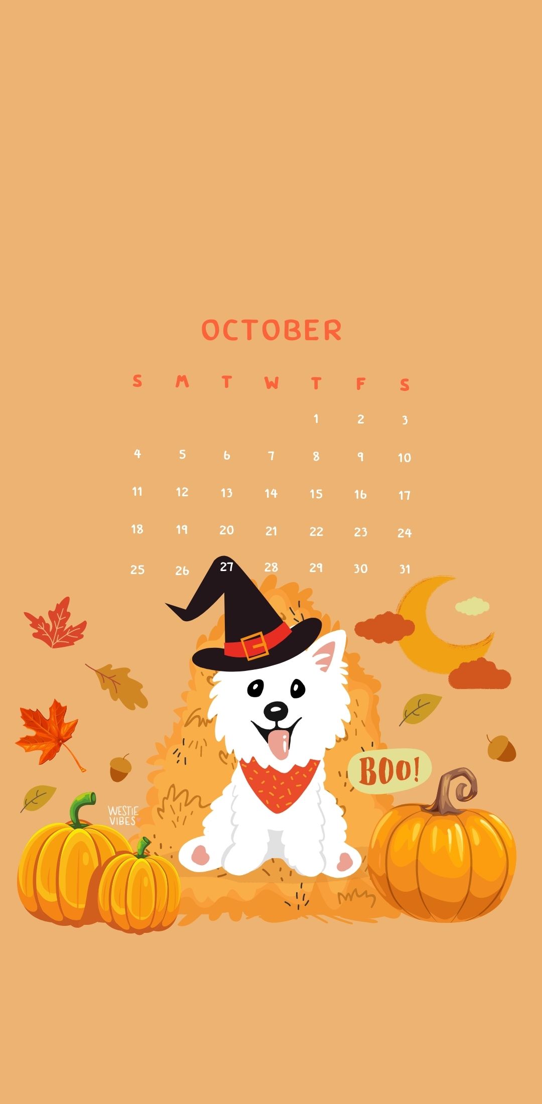 Calendar October Westie Vibes mobile