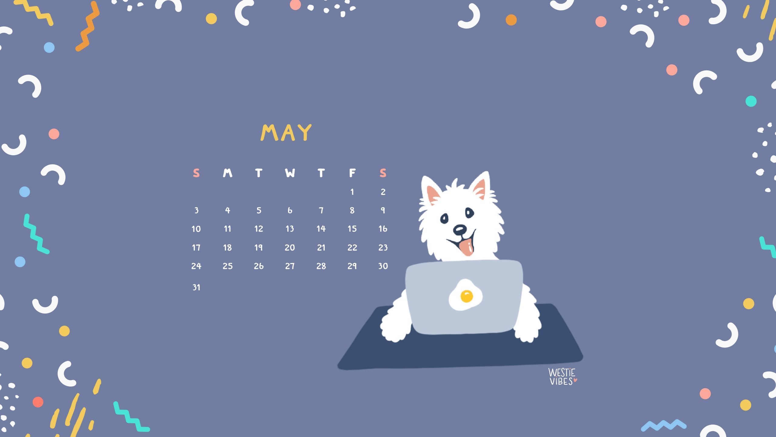 Calendar May Westie Vibes desktop